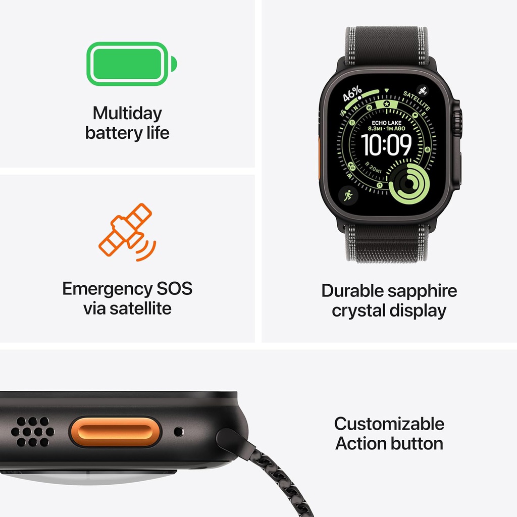 Apple Watch Ultra 3 Natural Titanium Case with Blue/Bright Blue Trail Loop M/L - MEWU4