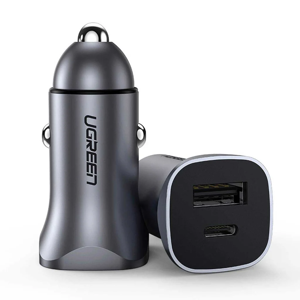 Ugreen Fast Car Charger USB-C & USB-A 30W PD PPS (gray) CD130 (40858)