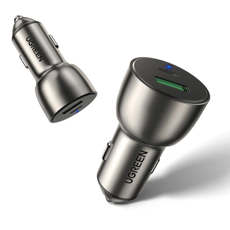 UGREEN 52.5W QC PD Hızlı Araç İçi Şarj Cihazı Çakmaklık Adaptörü 1xUSB-C 1xUSB-A Uzay Grisi 60980 