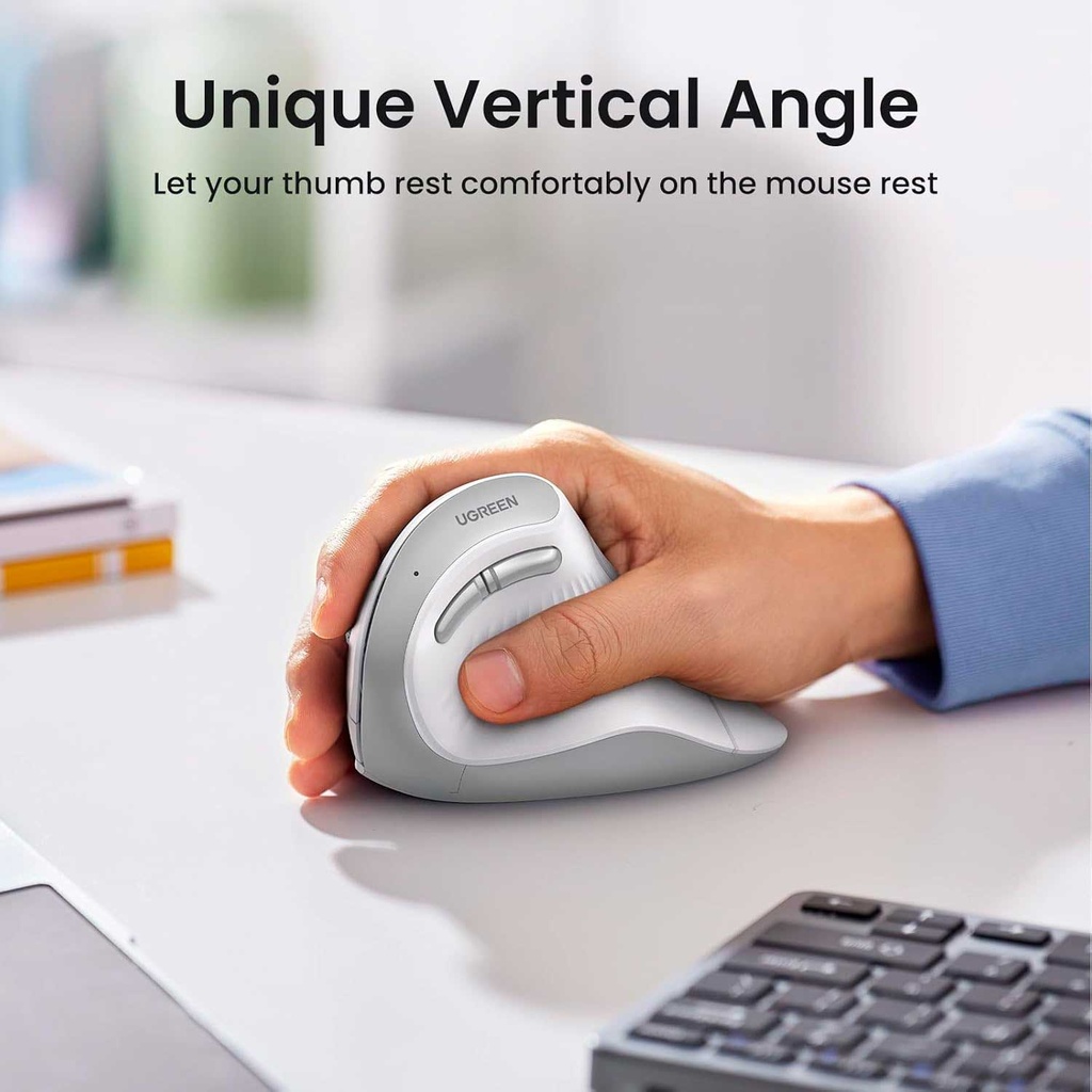 Ugreen Vertical Ergonomic Wireless Mouse (BT 5.0+2.4G) 6 Buttons White 45759 MU008