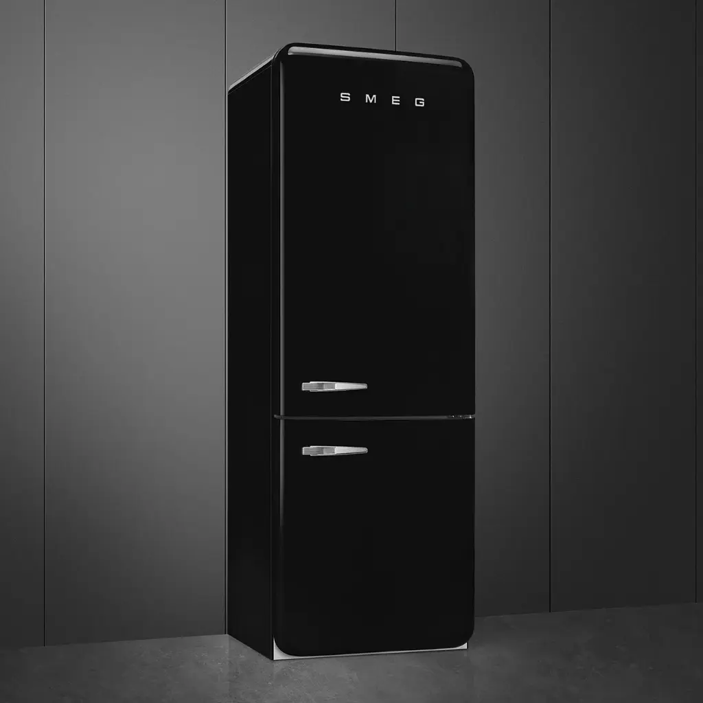 Smeg FAB38RBL5 Refrigerator - Bottom Mount Black, 50's Style Aesthetic