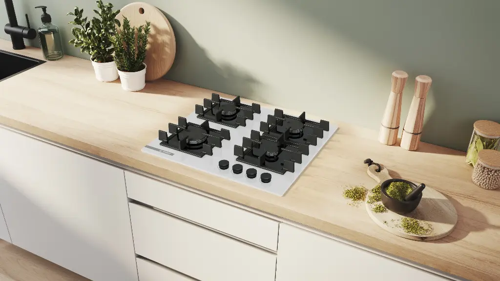 Bosch 4 Burner Gazli Hob 1 Burner Wok White Cam - PNK6B2P40R