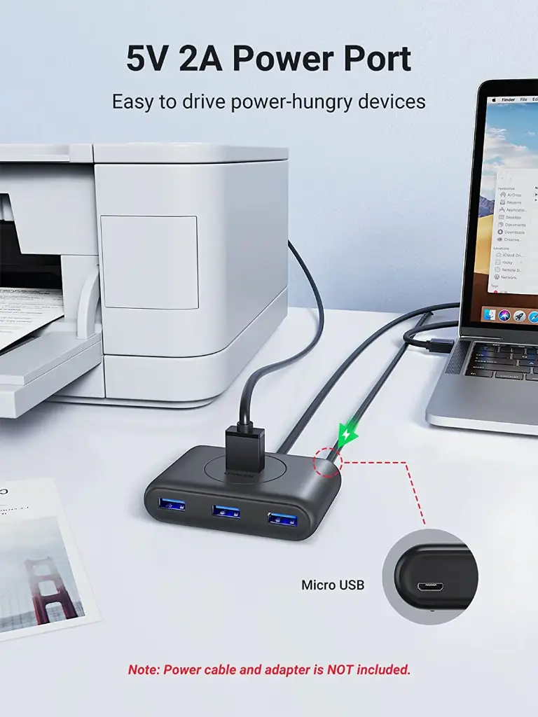 UGreen USB3.0 to 4 Ports HUB - Black CR113-20291B