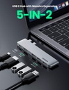 Ugreen 5in2 Hub Dual USB-C to  4K HDMI + USB-A 3.0 x3 + Thunderbolt USB-C 100W (UGN-CM251-60559B)