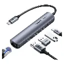 UGREEN USB-C to 2*USB 3.0+HDMI+RJ45 Ethernet Adapter+PD, CM418-10919B Grey