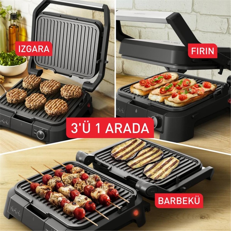 Tefal SuperGrill 3-in-1 Barbecue Grill and Toaster with 6-Slice Capacity - Stainless Steel - 1510002831
