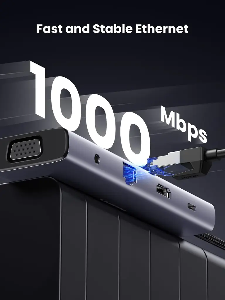 Ugreen 10 in 1 USB-C HUB 3xUSB-A 3.0 + USB-C 100W PD + SD/TF + RJ45 + 4K HDMI + VGA + 3.5mm 15601