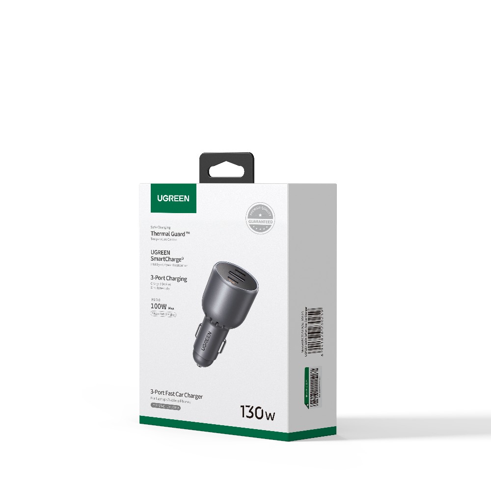UGREEN 130W 3-Port Fast Car Charger with 100W Cable - EC705 55511