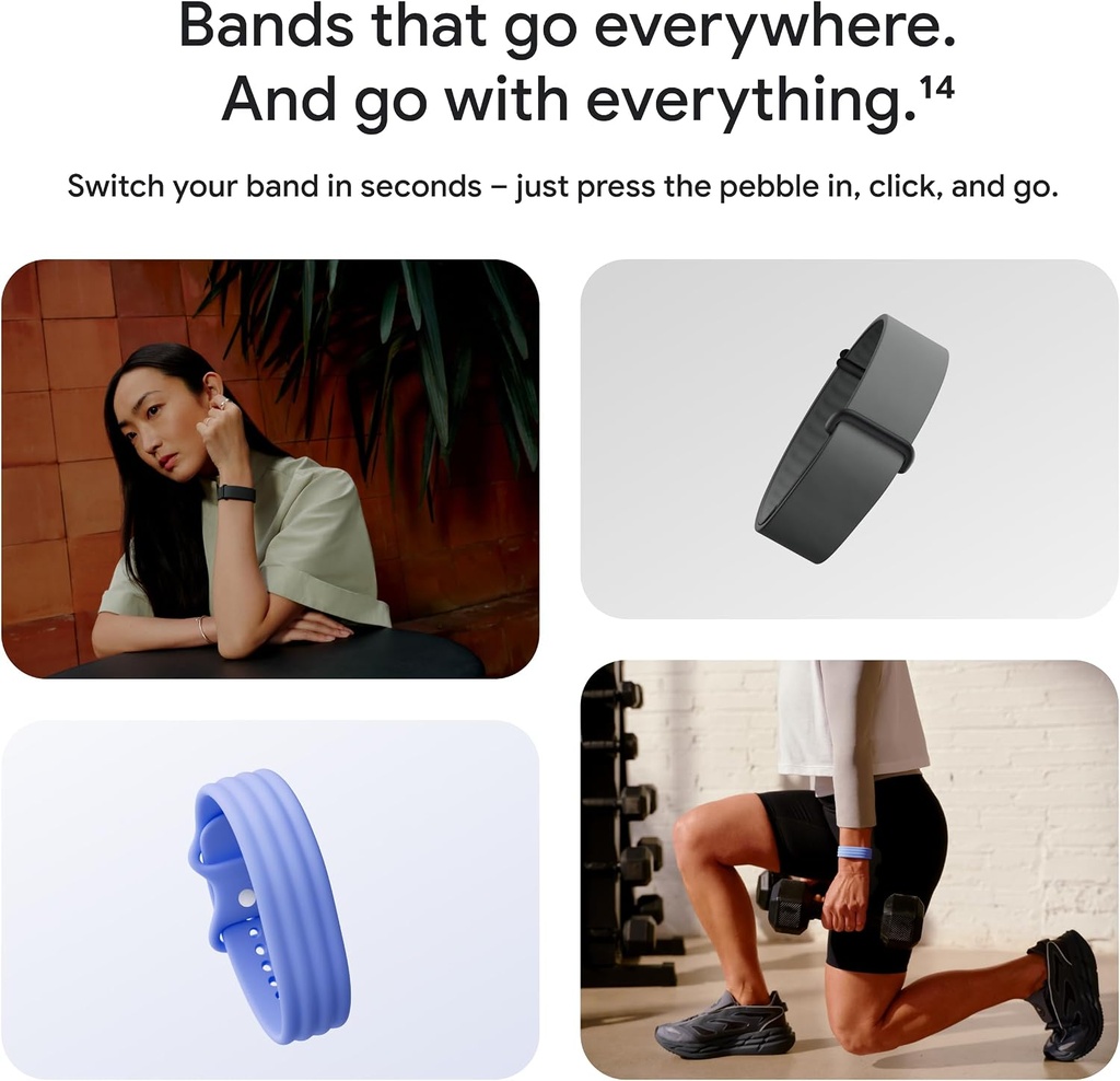 Google Fitbit Air - Screenless Fitness and Health Tracker - Personalized AI-Powered Coaching - Obsidian 
