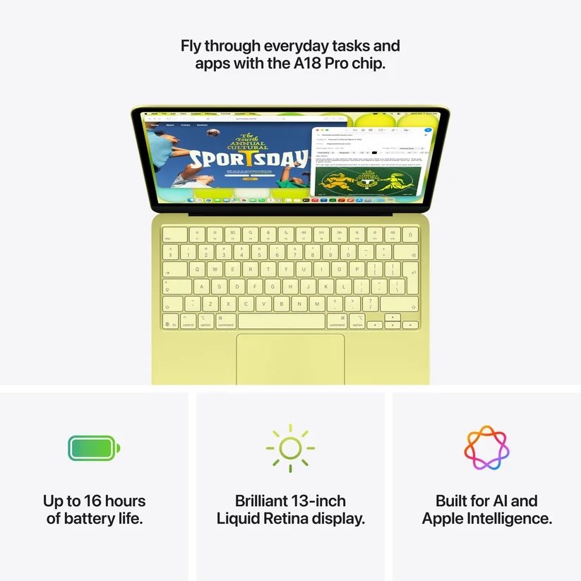 Apple MacBook Neo 13-inch with A18 Pro Chip 8/256GB - Citrus - MHFD4