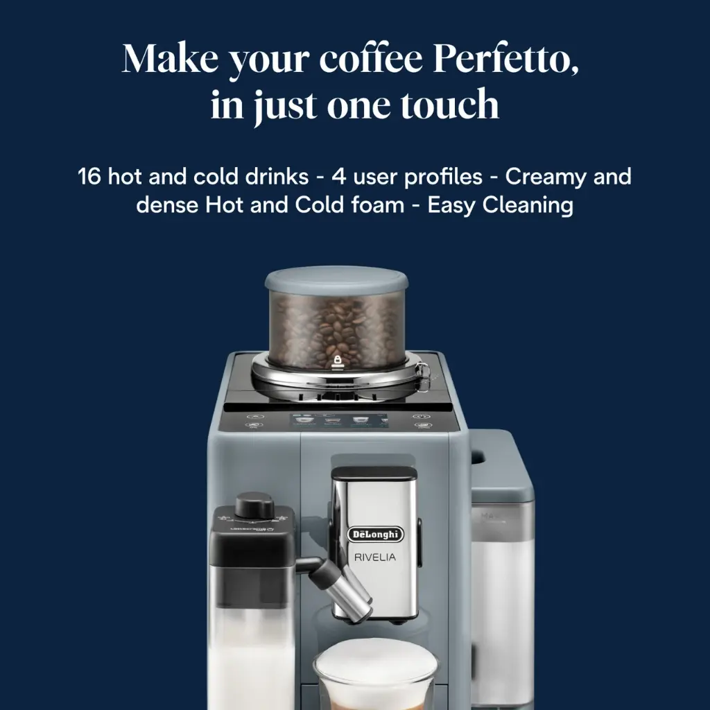 De’Longhi Rivelia Fully Automatic 19 Bars Pebble Grey - EXAM440.55.G 