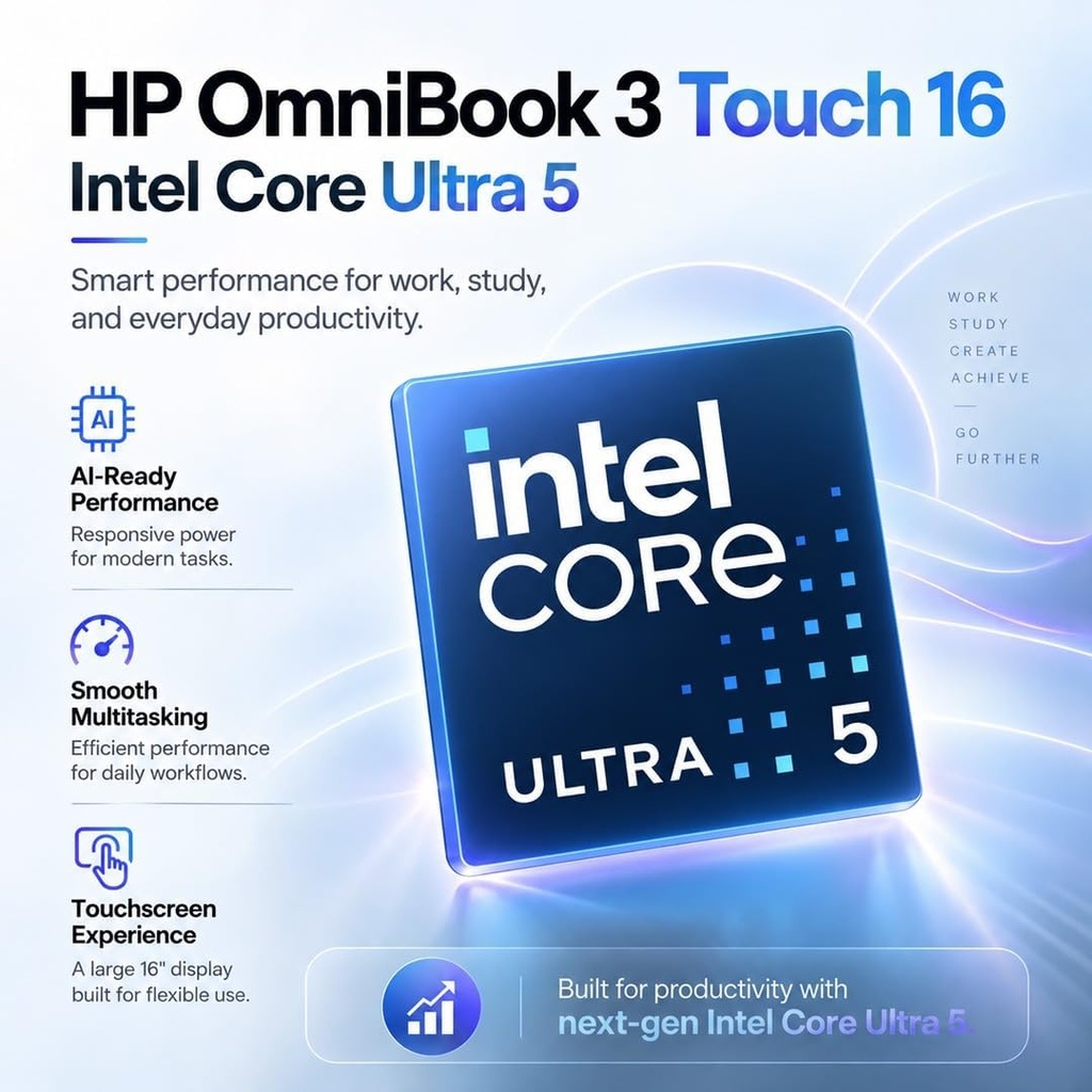 HP OmniBook 3 16" 2K IPS Laptop Intel Core Ultra 5 8/512G SSD  16-BU0305DX