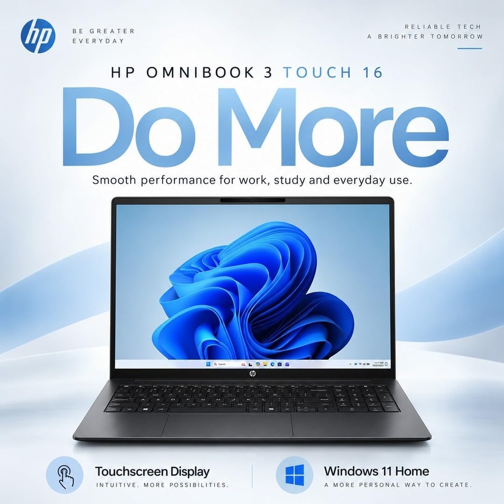 HP OmniBook 3 16" 2K IPS Laptop Intel Core Ultra 5 8/512G SSD  16-BU0305DX