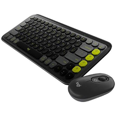 Logitech Pop Icon Combo Wireless Keyboard and Mouse Graphite and Green 