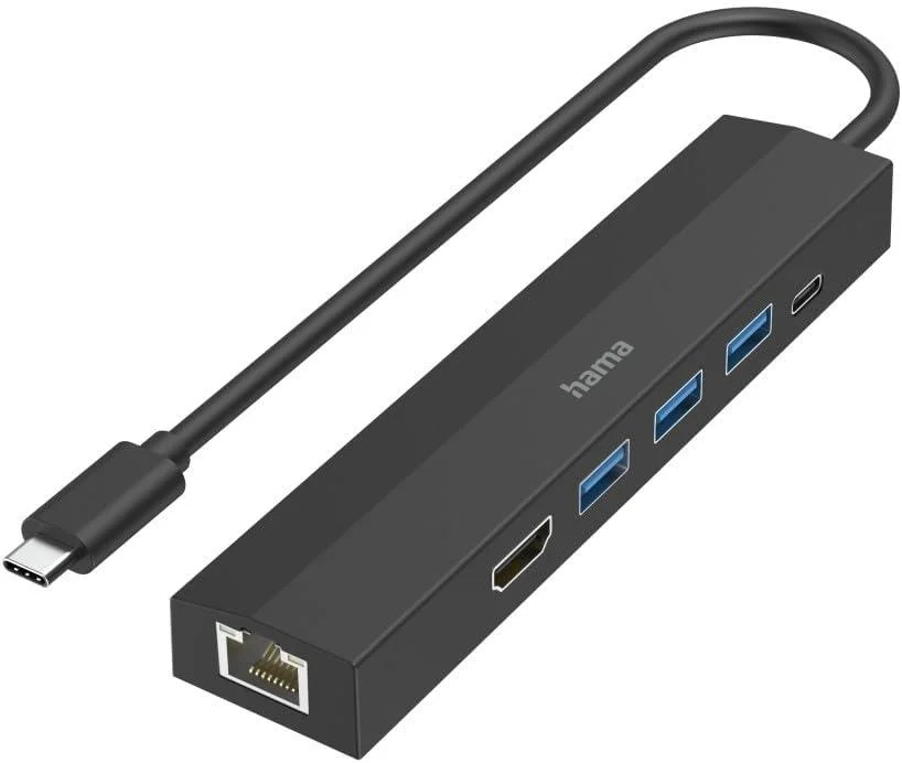 Hama USB Hub with 6 ports (3 x USB-A, USB-C, HDMI, LAN/Ethernet) - HM.200144