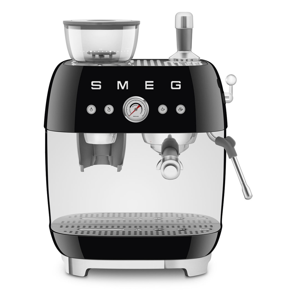 Smeg EGF03BLEU 50's Style Manual Espresso Coffee Machine With Built-in Grinder Black