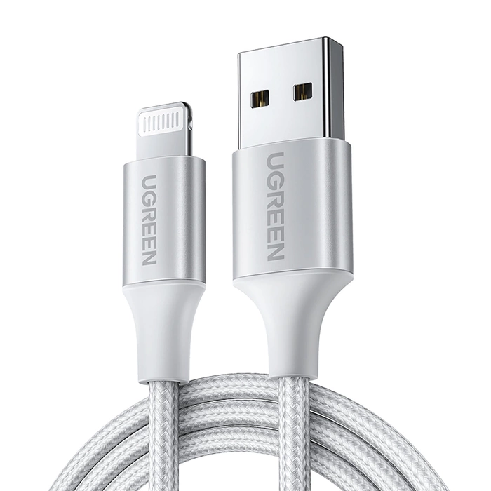 UGREEN USB-A - Lightning 2m Örgülü Veri Kablosu - Beyaz