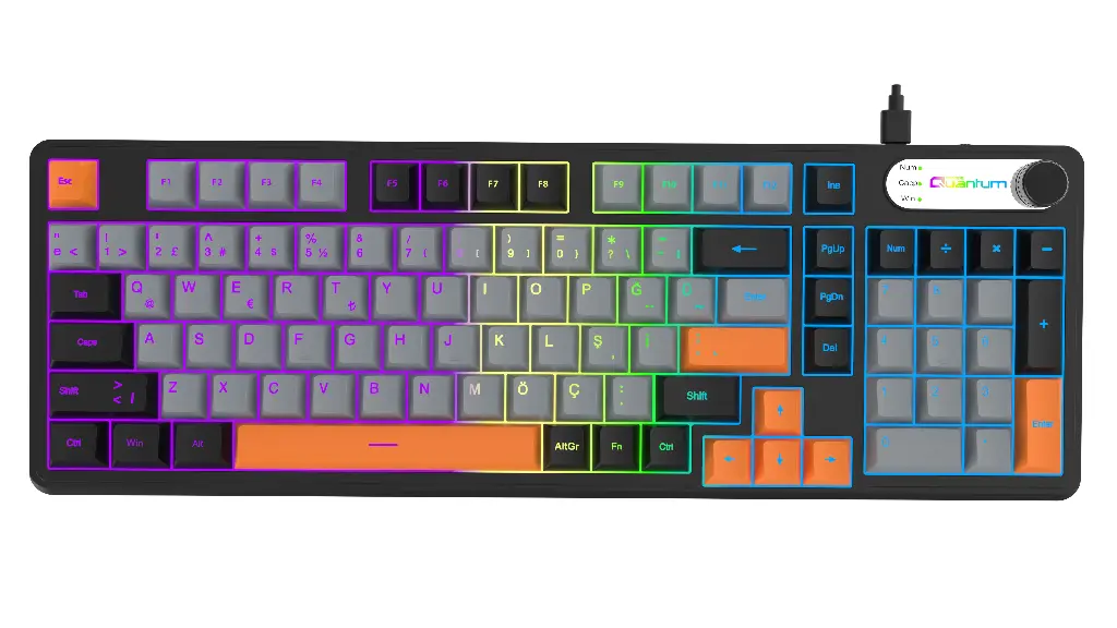QUANTUM KlavyeGaming Lumitech Membran IP98 98 Tuş RGB Düğme+Logo Ekran