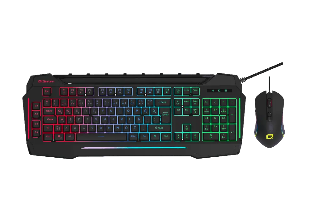 Quantum Gaming Dual Strike RGB Gaming Keyboard & Mouse Combo – Programmable, Featuring a 4G Key Control Dial