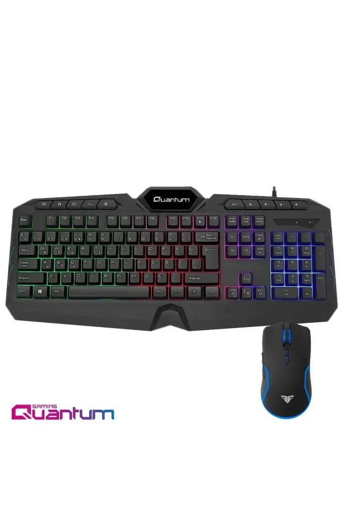 QUANTUM Wired Gaming Keyboard and Mouse Set (Quantum Gaming QG-Q6548QU) – Features Colorful Backlighting and an 8000 DPI Mouse