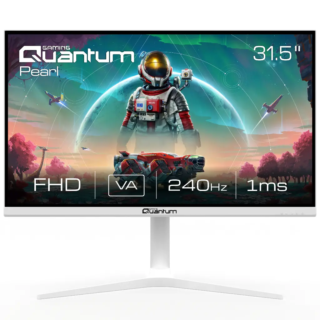 Quantum Pearl MG32W-A 31,5 inç Düz Beyaz Oyuncu Monitörü, FHD, VA Panel, 240Hz, 2xHDMI + 2xDP, Dahili Hoparlörler, Yüksekliği Ayarlanabilir