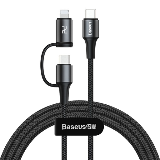 [BASE00157] Baseus Twins 2-in-1 USB-C / USB-C And Lightning 1m Cable 60W black