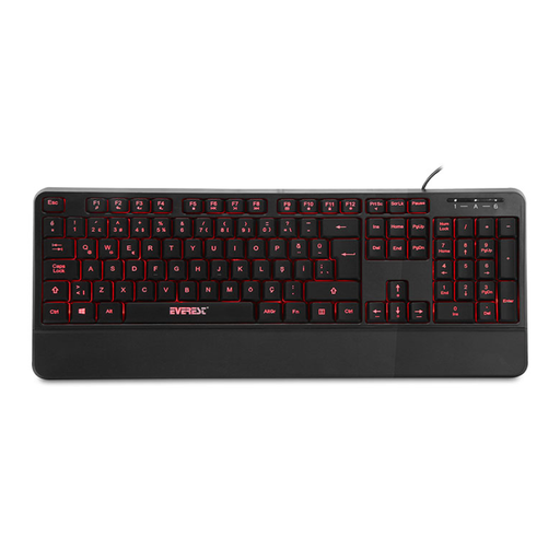 [SEG311] Everest KB-R61 Parlak Siyah USB 3 Renkli Arkadan Aydınlatmalı Q Sabit Bilek Desteği Multimedya Klavye