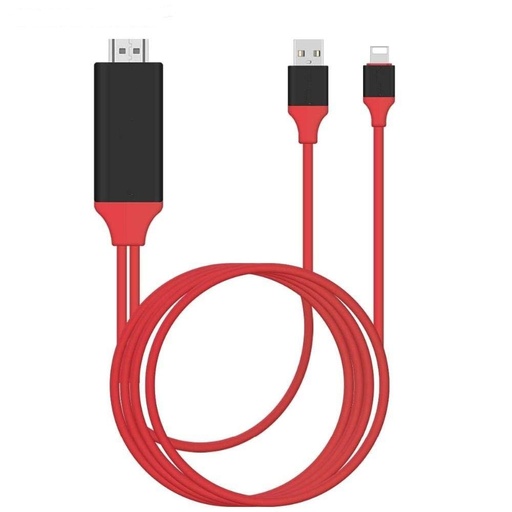 [SEG602] Hytech HY-XO53 Video Transmitter Red/Black Lightning to HDMI + USB 2m Mobile Phone Compatible Cable