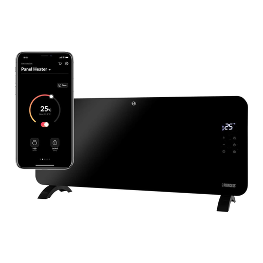 [URUN01595] Princess Akıllı Camlı Panel ısıtıcı 2000W | Siyah 348200