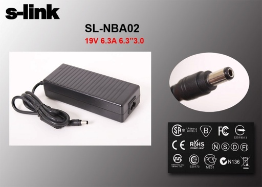 [SEG517] S-link SL-NBA02 120W 19V 6.3A 6.3x3.0 Toshiba Notebook Standard Adapter