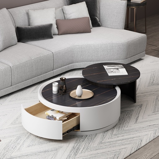 [STOK0120] Tea Table+Corner Table	DM080 Sintered Stone+Pine