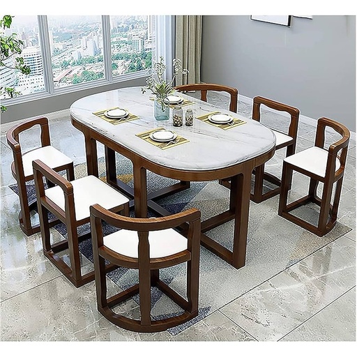 [STOK0106] Telescopic dining table CZ100-2 Rubber wood + Sintered Stone board