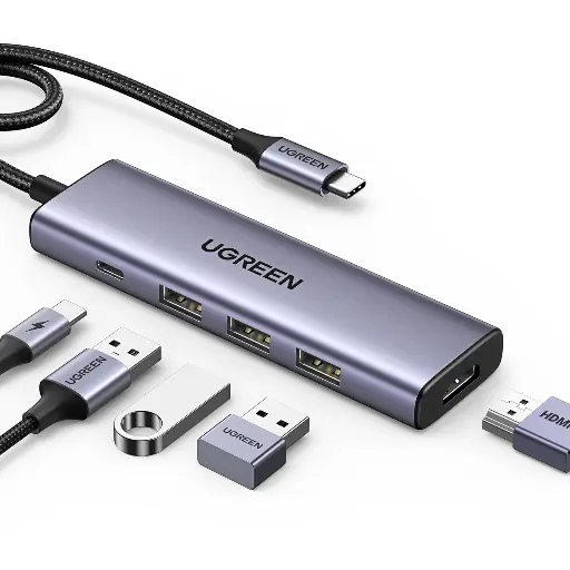 [UGREEN0065] Ugreen 5-in-1 USB C HUB 3xUSB-A 3.0 + USB-C 100W PD + 4K HDMI - Gray