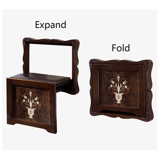 [STOK0123] Wall-mounted shoe stool AM02 Rubber wood+ second layer of cowhide