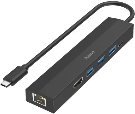[HAMA01] Hama USB Hub 6 bağlantı noktası (3 x USB-A, USB-C, HDMI, LAN/Ethernet) - HM.200144