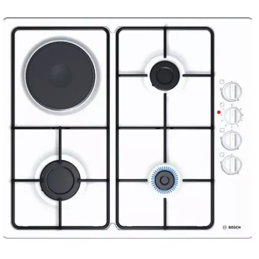 [ARGS0116] Bosch PBY6C2B82Q- Series 2 60Cm White Built-in Hob 3 Burner Gaz + 1 Burner Elektrik