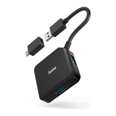 [HAMA030] Hama USB Hub, 4 Ports, USB 3.2, 5 Gbit, USB-C Adapter - HM.200116
