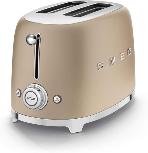 [SMEG0137] Smeg TSF01CHM 50's Retro Style 2 Slice Toaster – Matte Champaigne