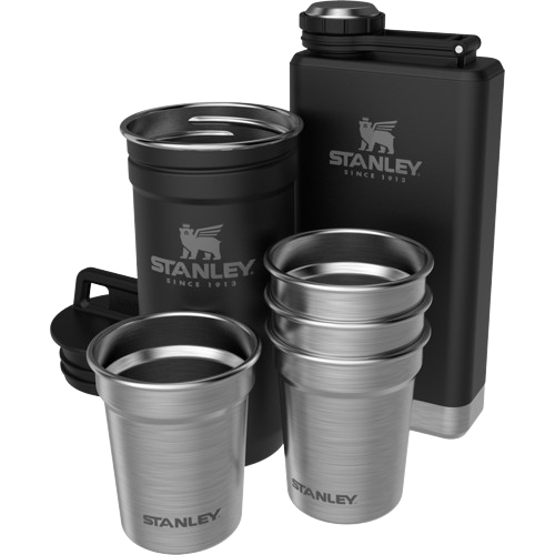 [STANLEY0168] Stanley Adventure Pre-Party Shot Glass + Flask Set Black (10-01883-035)