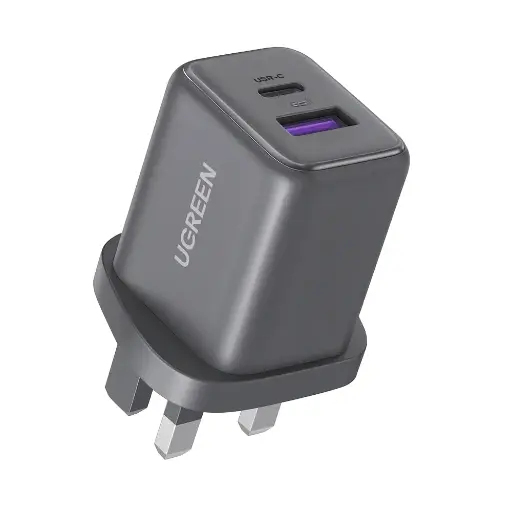 [UGREEN0129] UGREEN 30W Çift Portlu 1A 1C USB-C Duvar Şarj Cihazı - Siyah x516-65036