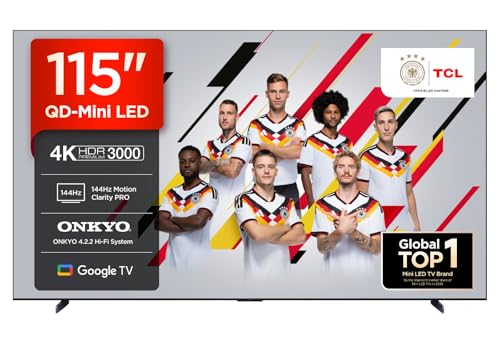 [TCLTVBIL098] TCL 115C7K 115" Smart Google 4K Premium QD-Mini LED TV with ONKYO 4.2.2 Hi-Fi System
