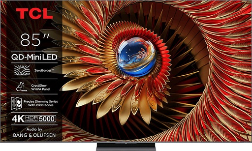 [TCLTVBIL099] TCL 85C8K 85" Smart 4K QD-Mini LED with Satellite Receiver and Google TV