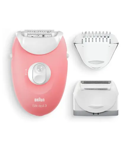 [BRAUN08] Braun Silk-épil 3-440 epilatör, 20 cımbız, 2 başlık, SmartLight Flamingo Pembe - 23730