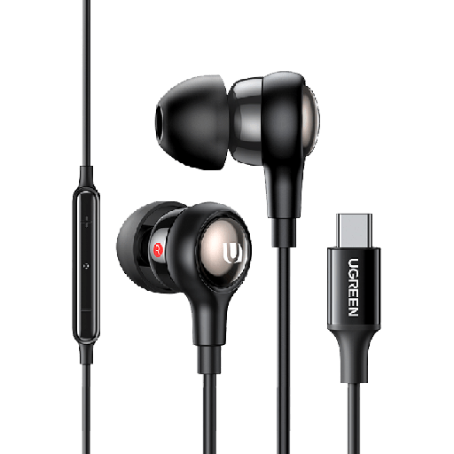 [UGREEN0181] Ugreen USB-C Wired Earphones (Semi-In-Ear) with Microphone & Volume Control - Black 37562