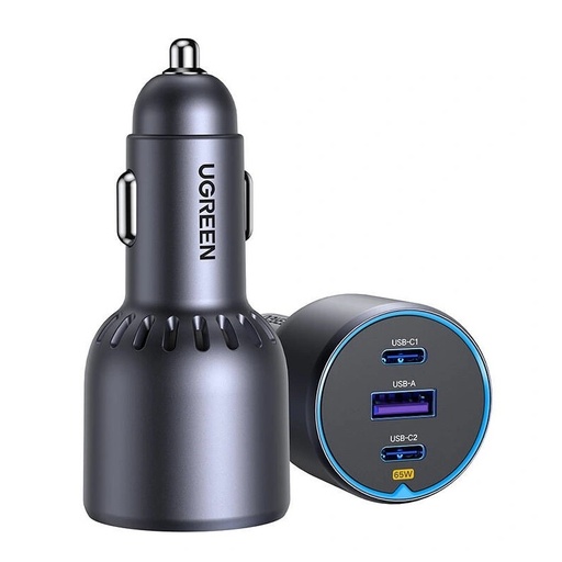 [UGREEN0192] Ugreen EC703 Car Charger USB + 2x USB-C 75W Black - EC703 35024