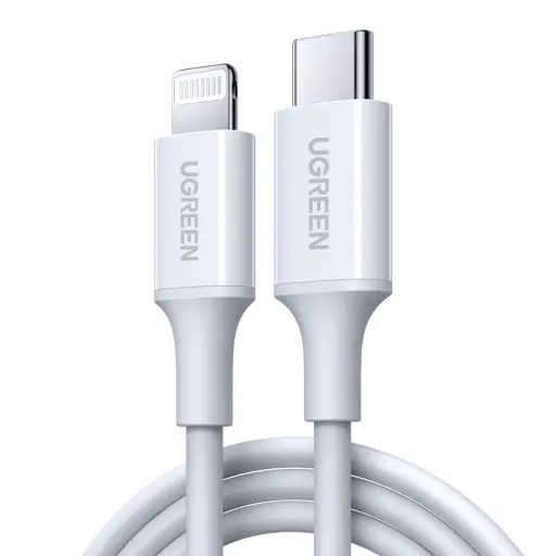 [UGREEN0204] Ugreen USB-C To Lightning Cable 2M Nylon 60749 - White  